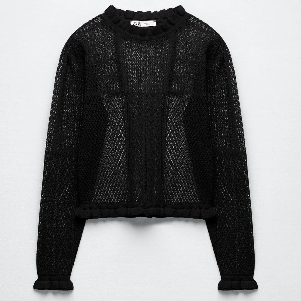 Zara Crochet pointelle openwork knit top